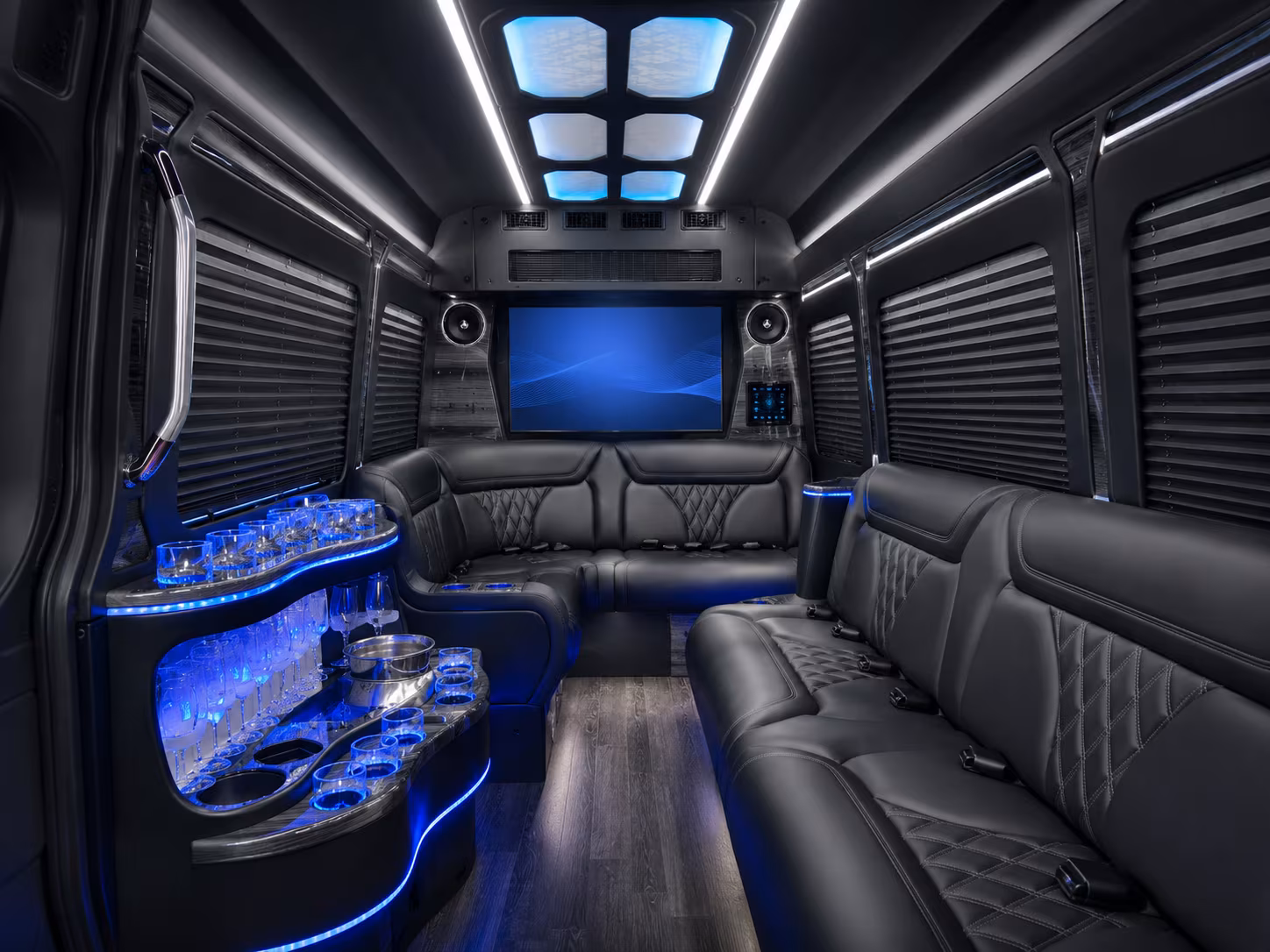 clarksville 25 passenger party bus inside